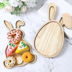 Plato de madera con forma de conejo de Pascua, bandeja de conejito para frutas, exhibición de queso, decoraciones de comida para fiestas - Product Image 1