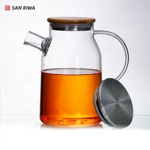 1.5L Glass Carafe Drinking Water Glass Pitcher Jug With Lid for Fridge Family canteen kettle