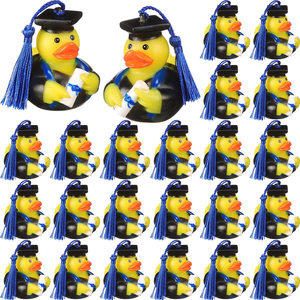 Glands colorés assortis cérémonie <span class=keywords><strong>de</strong></span> doctorant grinçant petit 2 pouces décoration jouets en plastique canard <span class=keywords><strong>de</strong></span> graduation en caoutchouc jaune - Product Image 4