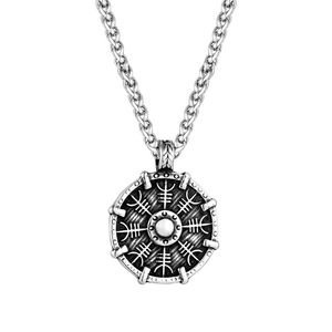 Yunnique – collier avec pendentif Rune en argent de style nordique, en acier inoxydable, longueur 60cm, design géométrique rond, bijoux à la mode - Product Image 5