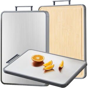 Ustensiles de cuisine sains, <span class=keywords><strong>planche</strong></span> <span class=keywords><strong>à</strong></span> <span class=keywords><strong>découper</strong></span> double face <span class=keywords><strong>en</strong></span> titane et bambou <span class=keywords><strong>personnalisable</strong></span> avec emballage cadeau - Product Image 1