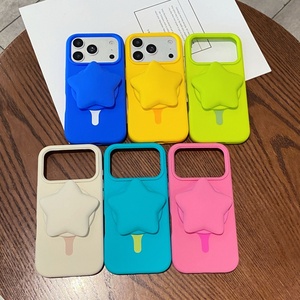 New Liquid Silicone Magnetic <b>Phone</b> Case for iPhone 17 16 Pro Max With Five Pointed Star Telescopic Stand Protective Back Cover - Product Image 2