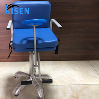 Chaises de coiffure portables en cuir bleu pour salon de coiffure avec volant de jouet et pédale pour enfants