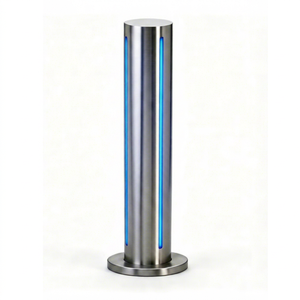 Borne de sécurité fixe en acier inoxydable de 168 mm avec bande réfléchissante bleue haute visibilité pour la sécurité des voies routières et des parkings - Product Image 1