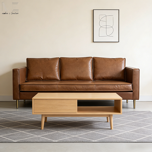 أريكة زاوية تشيسترفيلد إيطالية حديثة من الجلد الأصلي، أثاث غرفة معيشة كلاسيكي فاخر بثلاثة مقاعد - Product Image 3