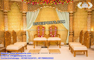 Sillas Mandap DE BODA doradas de nuevo diseño, sillas Vidhi de madera para boda, juego de sillas Vidhi de boda de diseño King exclusivo de París Reino Unido - Product Image 6