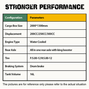 Tricycle de fret fiable <span class=keywords><strong>300CC</strong></span> 2026 - Refroidissement par eau, Moto à essence robuste à <span class=keywords><strong>3</strong></span> roues, <span class=keywords><strong>Scooter</strong></span> de chargement pour adultes - Product Image 2