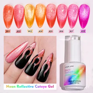 2024 Summer Neon Reflective Cateye Gel Polish 16 Colors For Nail Salon