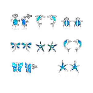 أقراط العقيق من الفضة الإسترلينية والمجوهرات من xyopp في تصميم مستوحى من البحرية للبيع بالجملة - Product Image 1