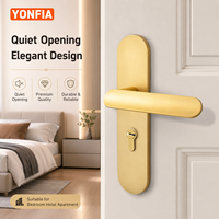 YONFIA 8078P09 Poignée de porte minimaliste en alliage de zinc avec plaque arrière, serrure sécurisée pour porte intérieure en bois, quincaillerie pour hôtel et appartement