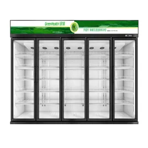 5 Door Display Chiller Glass Door Commercial Freezer Drink / Beverage Cooler Showcase