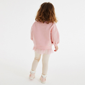 Venta al por mayor 2-7y Popular traje infantil para niñas traje para niños niñas algodón rosa Top + Pantalones blancos animales de dibujos animados falda de malla - Product Image 5