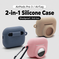 Étanche, antichoc, charge sans fil pour AirTag, étui en silicone souple 2-en-1 pour Airpods Pro 3
