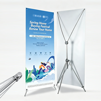 Support de bannière X personnalisé en gros, 24x63 pouces, support d'affiche robuste en fibre de verre, signalétique PET anti-ondulation