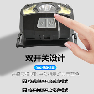 Linterna frontal LED recargable por USB, luz COB, tipo diadema para pesca al aire libre - Product Image 5