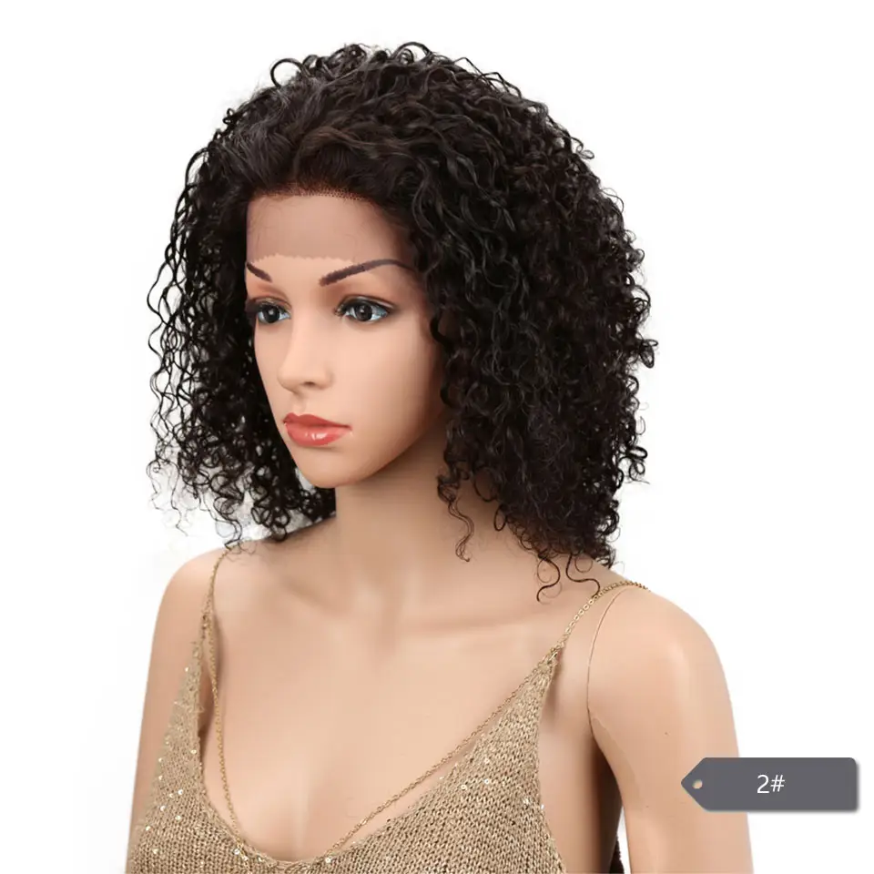 Rebecca Brazilian Kinky Curly Wavy Lace Front Wigs Human Hair Pre Plucked with Baby Hair 14inch Short Bob Wigs for Black Women