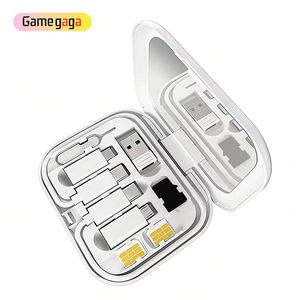 X11 Portable Phone Accessory Storage Case with Mirror <b>USB</b> Adapter Storage Box 4 In 1 Multi box data <b>cable</b> for Travel Office - Product Image 2