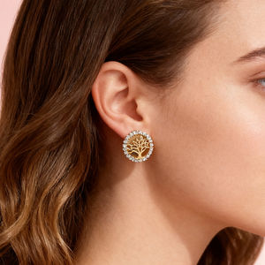 Venta al por mayor de joyería de latón Unisex 14K chapado en oro clásico diamante incrustado Zircon Tree Life Stud Pendientes Hope Arbol DE <span class=keywords><strong>LA</strong></span> <span class=keywords><strong>Vida</strong></span> - Product Image 1