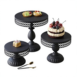 Modern Black Metal Cake Stand Round Dessert Display Pedestal <b>Iron</b> Candy Tray for Wedding Birthday Party Decor - Product Image 3