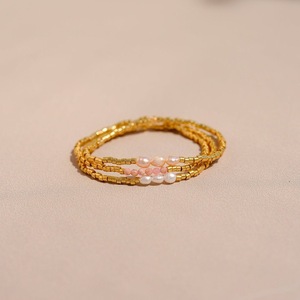 Ensemble de bracelet et bague en perles d'eau douce naturelles tissées à la main YF8276 INS, plaqué <span class=keywords><strong>or</strong></span> 18 carats, acier inoxydable étanche - Product Image 4
