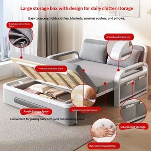 Ghế sofa giường đa năng 2 trong 1 hiện đại, có ngăn kéo và túi bên, chất liệu vải có thể giặt được, thích hợp cho phòng khách và căn hộ. - Product Image 4