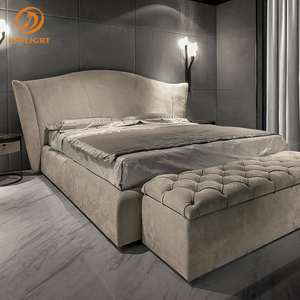 Guangdong Foshan Custom Modern French Full High Gloss <strong>Red</strong> Leather MDF Wooden <strong>Frame</strong> Luxury Bedroom <strong>Bed</strong> for Family - Product Image 2