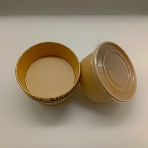 ชามกระดาษคราฟท์พิมพ์ลายตามสั่ง พร้อมฝาปิด รูปทรงสี่เหลี่ยมผืนผ้า สำหรับใส่อาหารกลับบ้าน อาหารกลางวัน ของว่าง หรือสลัด - Product Image 2