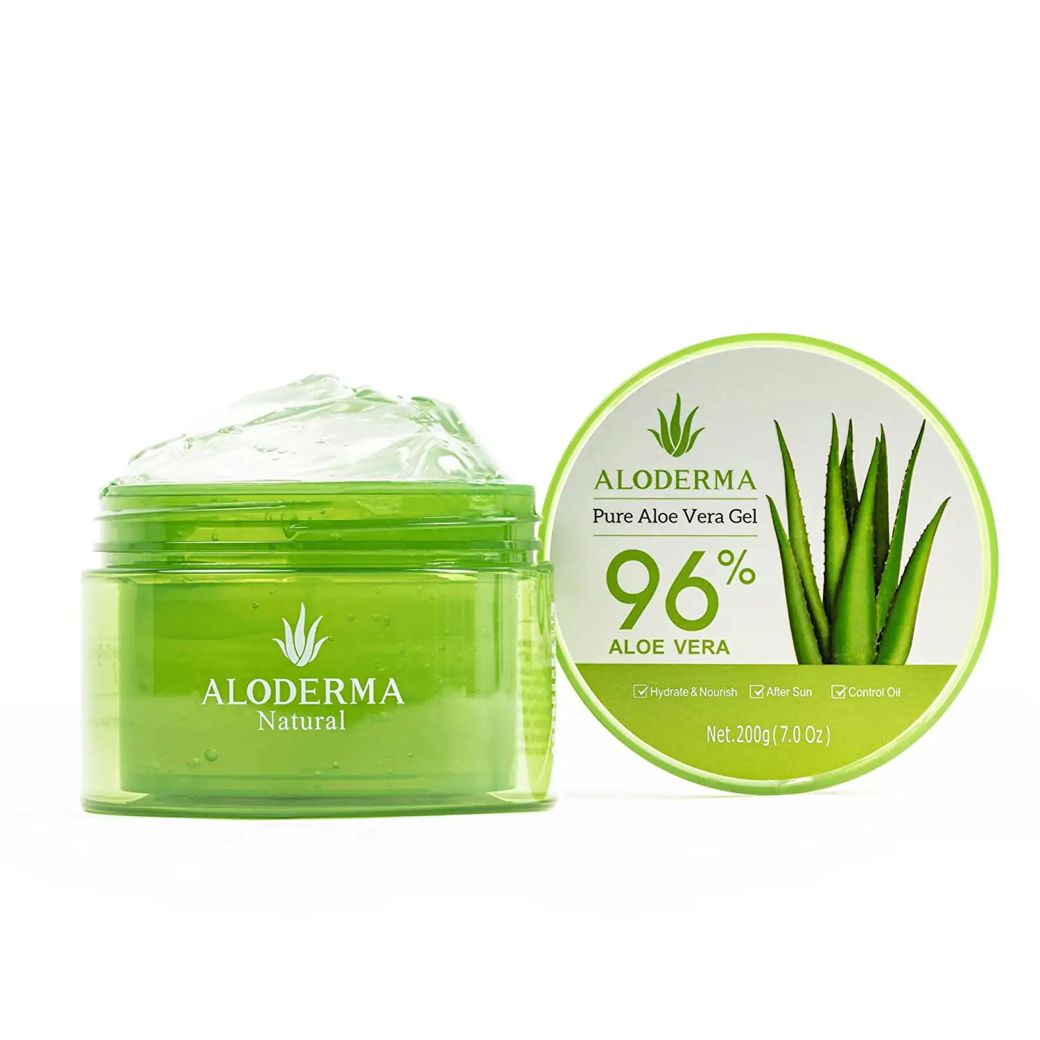 ALODERMA 96% USDA Organic Certified Aloe Vera within 12 Hours of Harvest Pure Aloe Vera Gel Face USA Female Regular Size 1pcs