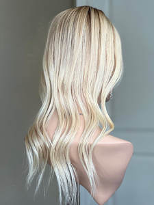 Kingdom 3x5 5x6 Blonde Balayage Mono Topper Raw European Hair Thin Lace Net Clip in <span class=keywords><strong>Postiche</strong></span> Toppers pour Femmes Perte de Cheveux - Product Image 3