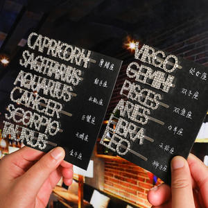 กิ๊บติดผมคริสตัลวิบวับสำหรับเด็กผู้หญิง,กิ๊บติดผมปักเลื่อมตัวอักษรภาษาอังกฤษ12กลุ่มดาว - Product Image 6