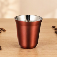 Verre à expresso de 80 ml avec intérieur électroplaqué, design durable pour le thé de l'après-midi, avec isolation thermique à double paroi