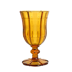 Verre à pied en verre ambré gaufré vintage pour vin, fête, mariage, bar - Product Image 1