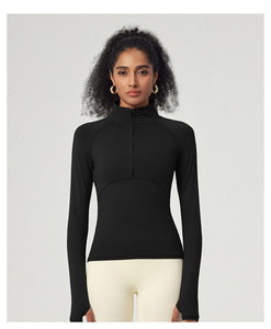 Veste de sport pour femme à demi-zip amincissante, légère, athlétique, à manches longues, anti-transpiration, élastique, pour le yoga et l'entraînement - Product Image 5