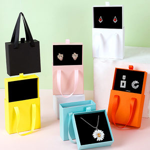 Custom Logo Sliding Drawer Jewelry Packaging <b>Box</b> with Handle and <b>Gift</b> Paper <b>Box</b> for <b>Earrings</b> Necklace Bracelet Ring - Product Image 2