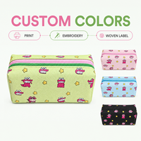 Kotak Pensil Monster Kartun Logo Kustom Hijau Muda Tas Travel Ritsleting Ganda Tas Makeup Tas Kosmetik untuk Wanita Portabel
