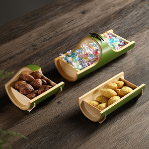 Bamboo Serving <b>Tray</b> Set With Compartment For Fruit Snacks Tea Ceremony Accessories Household Use - Product Image 2