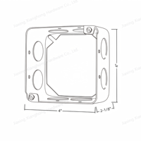 Anneau d'extension carré en acier prégalvanisé de 4 pouces 53171, anneau d'extension de 2-1/8 pouces de profondeur pour boîte de jonction électrique carrée de 4 pouces