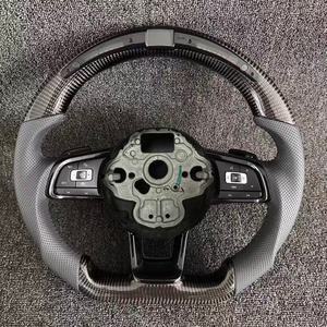 Volant en fibre de carbone de haute qualité avec LED, adapté aux modèles Volkswagen Polo Golf R 6 7 8 MK6 MK7 GTi <span class=keywords><strong>Passat</strong></span> B7 B8 Jetta, pièces automobiles - Product Image 1