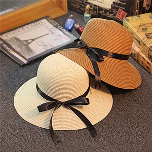 Nuevo <span class=keywords><strong>sombrero</strong></span> de Panamá de ala ancha de verano con lazo grande <span class=keywords><strong>plegable</strong></span> protección UV <span class=keywords><strong>sombrero</strong></span> de paja de mujer para deportes al aire libre viajes en la playa - Product Image 5