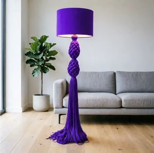 Lampe de sol bohème en macramé avec support en fer, abat-jour en corde de coton tissé à la main, couleur et taille personnalisées, lumière décorative sur pied pour le salon - Product Image 6