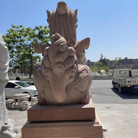 Taille personnalisée jardin chinois maison grande pierre rouge sculpture FENG SHUI Dragon Kirin Statue et Kylin Sculpture Qi Lin à vendre