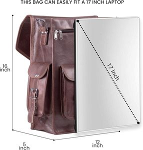 Sac à dos convertible en cuir fait main pour homme – Sac de voyage professionnel 2-en-1 de 17 pouces, convertible en sac messager et sac à dos - Product Image 3