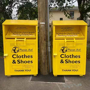 Contenedores de reciclaje de donación de chapa de acero galvanizado grueso y duradero recubierto de polvo para libros, ropa, zapatos