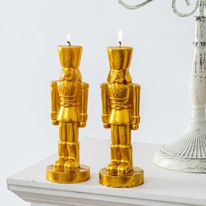 Figura de soldado dorado, vela decorativa navideña para mesa, adorno para fiestas en casa - Product Image 1