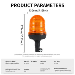 Luz Estroboscópica de Advertencia de Emergencia LED Ámbar de 60W para Automóvil, Brillante, 24V, Nueva Condición, Luz Intermitente de Marcador Lateral, 12V, Retrofit, IP65 - Product Image 2