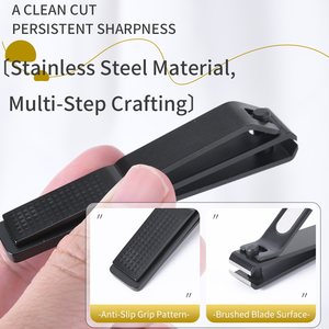 <span class=keywords><strong>Coupe</strong></span>-ongles ultra-affûté droit et large en acier inoxydable 420 J2 pour ongles des mains et des pieds avec revêtement noir - Product Image 3