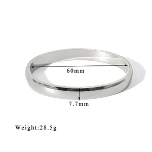 Fashion Blank <strong>Silver</strong> <strong>Bangle</strong> <strong>Bracelet</strong> Women 18K Gold Cuff <strong>Bracelet</strong> Stainless Steel Trendy Style <strong>Bracelet</strong> - Product Image 6