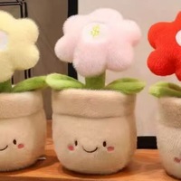 Peluche de dessin animé en forme de plante en pot, mignonne, motif Fleur d'argent et Tournesol, décoration de table pour la maison