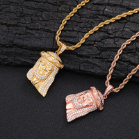 Pendentif NUOYA Hip Hop en argent 925 avec tête de Jésus, petit pendentif en moissanite sertie de diamants, testé au diamant, pour femme