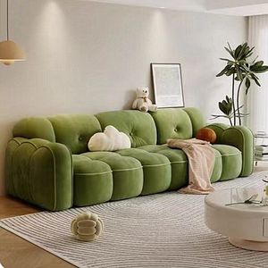 Cream Fabric <b>Sofa</b> Three Seater Cloud Pattern Velvet Living Room Designer Style - Product Image 3